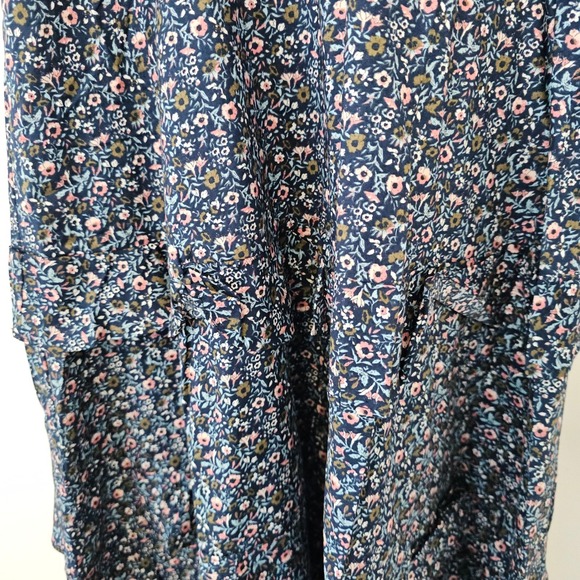 Dress Forum Navy Blue Floral Tiered Ruffle Midi Dress Smocked Back NWT Medium - Picture 5 of 14